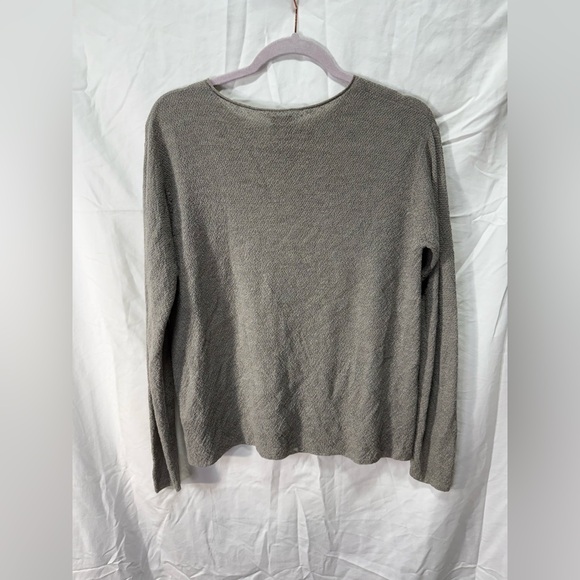 Eileen Fisher 100% Merino Wool Textured Knit Top Sweater Gray Size Small S - Picture 3 of 7